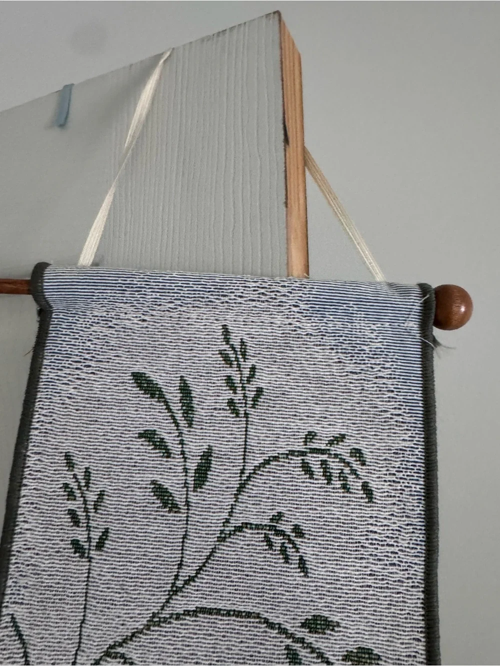 Bonjour Vertical Fabric Wall Hanging - White and Purple